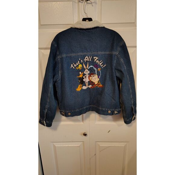 Vintage Looney Tunes Denim Sherpa lined Jacket - Picture 2 of 7